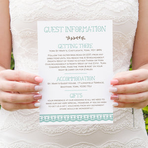 Country Lace Guest Information Cards, Detail Cards, Rustic Wedding Invitation, Barn Wedding Invitation, Wedding Lace, 10 Pack