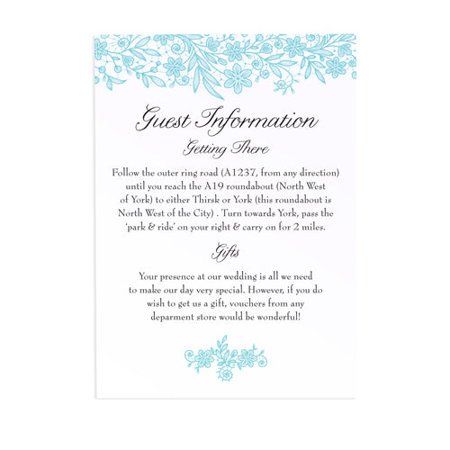 Floral Lace Guest Information Cards, Detail Cards, Wedding Lace, Lace Invitation, Rustic Wedding Invitation, Floral Wedding Invite, Barn Wedding, 10 Pack