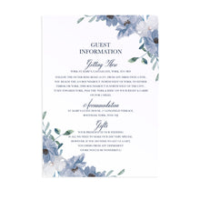Dusky Blue Floral Guest Information Cards, Detail Cards, Blue Floral, Blue Wedding, Navy, Baby Blue, 10 Pack
