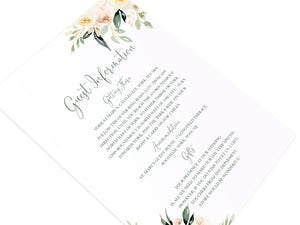 Blush Floral Guest Information Cards, Detail Cards, Blush Wedding, Pink Flowers, Blush Ivory, Botanical, Modern Invitations, 10 Pack