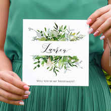 Greenery Leaf Will you be my Bridesmaid card, Maid of Honour, Watercolour Foliage, Greenery, Eucalyptus Invites, Green Wreath, Botanical Wedding