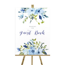 Blue Floral Wedding Guest Book Sign, Please Sign Our Guest Book Sign, Blue Watercolour flowers, Baby Blue, Pastel Blue Wedding