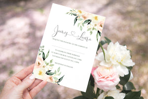 Blush Floral Wedding Invitations, Corner Floral, Blush Wedding, Pink Flowers, Blush Ivory, Botanical, Modern Invitations, 10 Pack