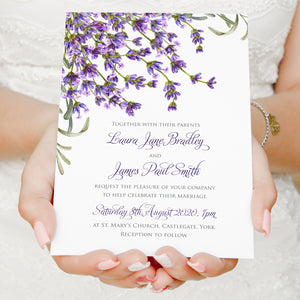 Lavender Wedding Invitations, Rustic Wedding, Rosemary Herb Invitation, Purple Wedding, Rustic Wedding, Lilac Wedding, 10 Pack