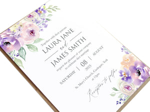 Lilac and Blush Wedding Invitations, Purple Wedding, Lilac Wedding, Blush, 10 Pack