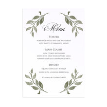 Elegant Geometric Wedding Menu, Greenery Wedding, Leaf Wedding, Foliage, 5 Pack