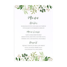 Green Leaf Wedding Menu, Watercolour Foliage, Greenery, Eucalyptus, Green Wreath, Botanical Wedding, 5 Pack