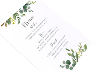 Botanical Garden Wedding Menu, Greenery Wedding, Leaf Wedding, Botanical Wedding, Foliage, 5 Pack