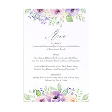 Lilac and Blush Wedding Menu, Purple Wedding, Lilac Wedding, Blush, 5 Pack