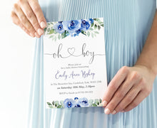 Blue Flower Baby Shower Invitations, Oh Boy, Blue Baby Shower, Blue Flowers, 10 Pack