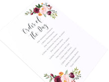 Boho Floral Antler Order of The Day Postcards, Detail Cards, Detail Cards, Rustic Wedding Invitation, Floral Wedding Invitation, Red Rose, Rustic Country, 10 Pack