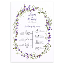 Lavender Order of the Day Poster, Itineary, Rustic Wedding, Rosemary, Herbs, Purple Wedding, Barn Wedding, Lilac Wedding