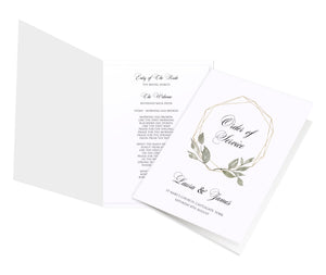 Elegant Geometric Order of Service Booklets, Greenery Wedding, Leaf Wedding, Foliage, 10 Pack