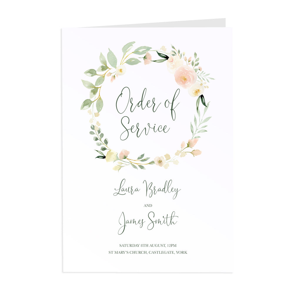 Blush Floral Order of Service Booklets, Blush Wedding, Pink Flowers, Blush Ivory, Botanical, Modern Floral, 10 Pack