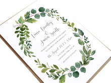 Botanical Garden Wedding Invitations, Oval Frame, Greenery Wedding, Leaf Wedding, Botanical Wedding, 10 Pack