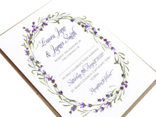 Lavender Wedding Invitations, Oval Wreath, Rustic Wedding, Rosemary Herb Invitation, Purple Wedding, Rustic Wedding, Lilac Wedding, 10 Pack