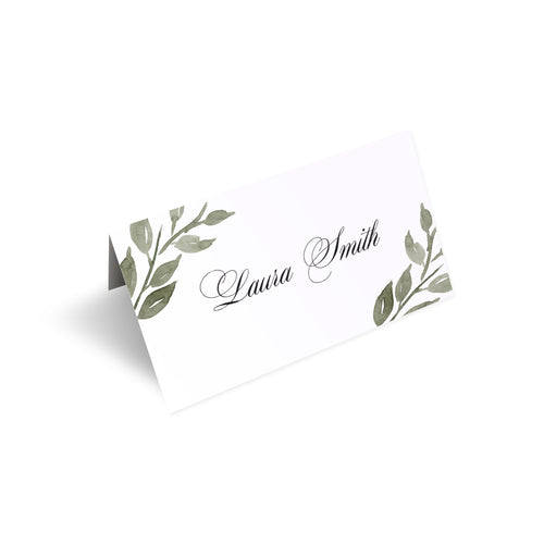 Elegant Geometric Place Cards, Seating Cards, Place Settings, Greenery Wedding, Leaf Wedding, Foliage, 20 Pack