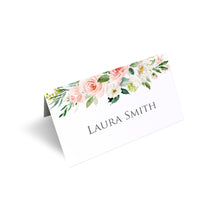 Blush and Gold Place Cards, Seating Cards, Place Settings, Pink Watercolour flowers, Blush Wedding, 20 Pack