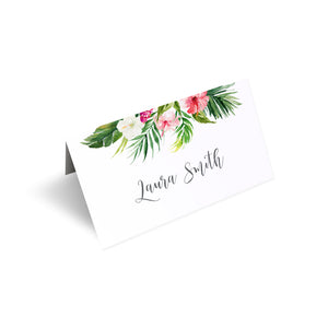 Tropical Floral Place Cards, Seating Cards, Place Settings, Beach Wedding, Tropical Wedding, 20 Pack