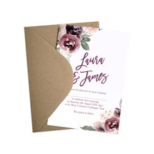 Plum Floral Wedding Invitations, Purple Wedding, Lilac, Mauve, Purple and Blush, 10 Pack