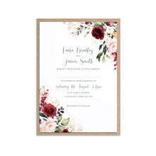 Red and Gold Wedding Invitations, Ruby Red, Burgundy, Blush, Red Floral, 10 Pack