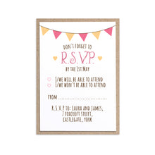 Summer Fair RSVP Cards, Bunting Invitations, Bunting Wedding, Cute Bunting, 10 Pack