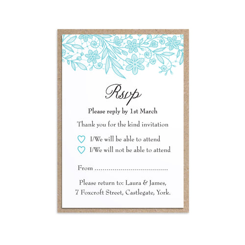 Floral Lace RSVP Cards, Wedding Lace, Lace Invitation, Rustic Wedding Invitation, Floral Wedding Invite, Barn Wedding, 10 Pack