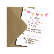 Summer Fair RSVP Cards, Bunting Invitations, Bunting Wedding, Cute Bunting, 10 Pack