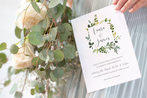 Botanical Garden Wedding Invitations, Square Frame, Greenery Wedding, Leaf Wedding, Botanical Wedding, 10 Pack