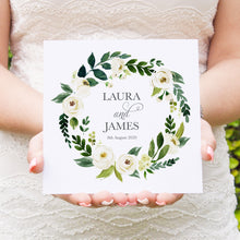 White Wedding Wedding Invitations, Square, White Floral Watercolour, White Peony, White Rose Invites, Botanical Wedding, 10 Pack
