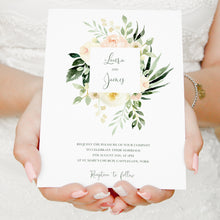 Blush Floral Wedding Invitations, Square Wreath, Blush Wedding, Pink Flowers, Blush Ivory, Botanical, Modern Invitations, 10 Pack