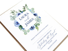 Navy Rose Wedding Invitations, Square Wreath, Watercolour roses, Navy Wedding, Blue Wedding, 10 Pack