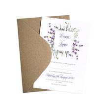 Lavender Wedding Invitations, Square Wreath, Rustic Wedding, Rosemary Herb Invitation, Purple Wedding, Rustic Wedding, Lilac Wedding, 10 Pack