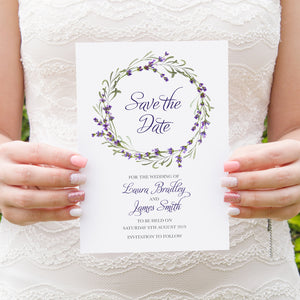 Lavender Save the Date Cards, Rustic Wedding, Rosemary Herb Invitation, Purple Wedding, Rustic Wedding, Lilac Wedding, 10 Pack