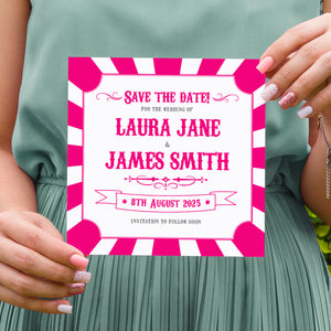 Carnival Wedding Save the Date Cards, Carnival Invite, Circus Wedding, Colourful Wedding, 10 Pack