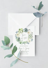 Succulent Floral Save the Date Cards, Botanical Wedding, Mint Wedding, Eucalyptus, 10 Pack