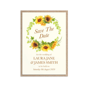 Rustic Sunflower Save the Date Cards, Rustic Wedding, Country Wedding Invitation, Sunflowers, Sunflower Invitation, 10 Pack