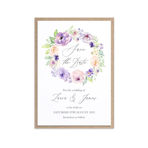 Lilac and Blush Save the Date Cards, Purple Wedding, Lilac Wedding, Blush, 10 Pack
