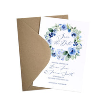 Navy Rose Save the Date Cards, Watercolour roses, Navy Wedding, Blue Wedding, 10 Pack