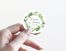 Green Leaf Wedding Stickers, Personalised Stickers, Watercolour Foliage, Greenery, Eucalyptus Invites, Green Wreath, Botanical Wedding