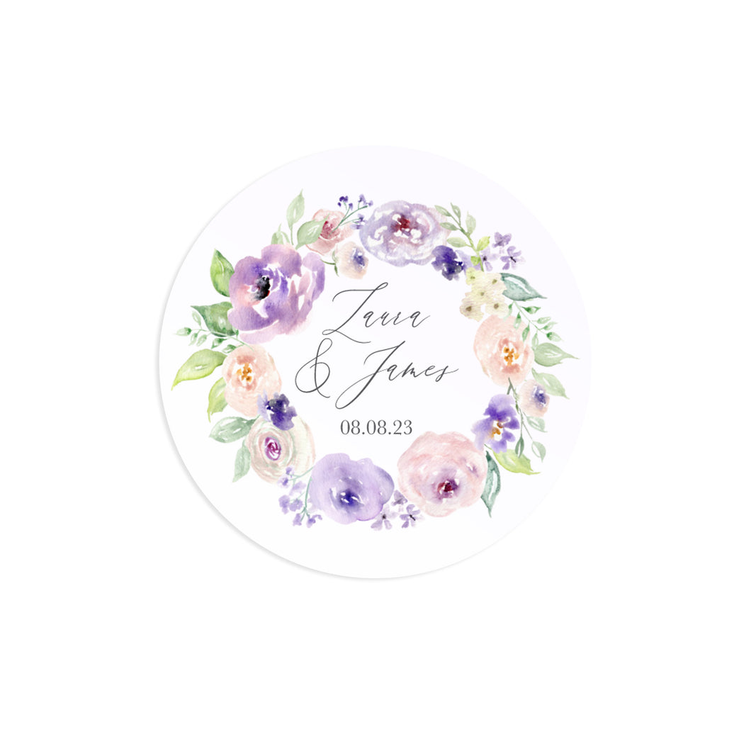 Lilac and Blush Wedding Stickers, Personalised Stickers, Purple Wedding, Lilac Wedding, Blush