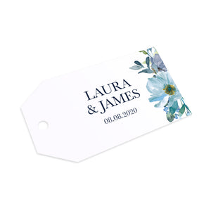 Dusky Blue Floral Tags & Twine, Blue Floral, Blue Wedding, Navy, Baby Blue, 10 Pack