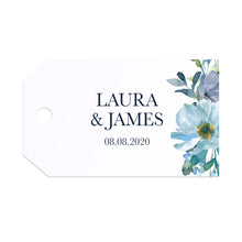 Dusky Blue Floral Tags & Twine, Blue Floral, Blue Wedding, Navy, Baby Blue, 10 Pack
