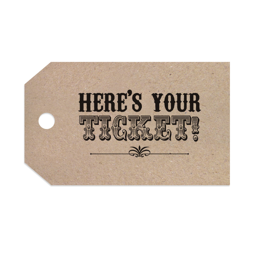 Circus Ticket Tags & Twine, Recycled Kraft, Fun Fair, Carnival, Ticket Invitations, 10 Pack