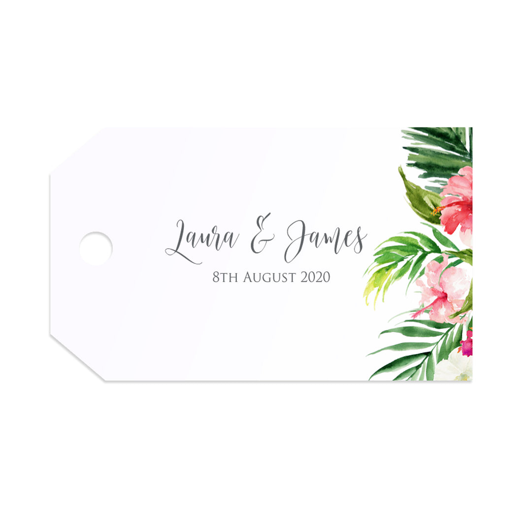 Tropical Floral Tags & Twine, Beach Wedding, Tropical Wedding, 10 Pack