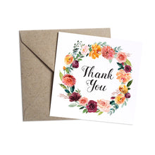 Paprika Thank you cards, Orange Floral Wedding Invitation, Autumn Wedding, Fall Wedding, 10 Pack