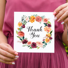 Paprika Thank you cards, Orange Floral Wedding Invitation, Autumn Wedding, Fall Wedding, 10 Pack