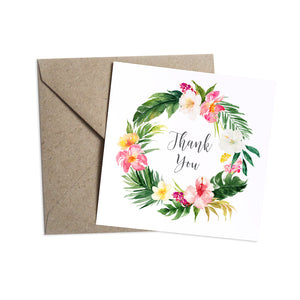 Tropical Floral Thank you cards, Beach Wedding, Tropical Wedding, 10 Pack