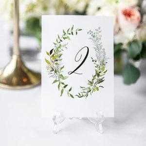 Greenery Table Numbers, Table Names, Watercolour Foliage, Greenery, Eucalyptus Invites, Green Wreath, Botanical Wedding, 5 Pack
