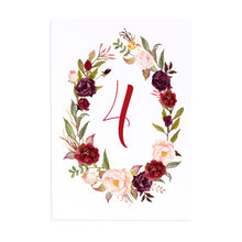 Boho Floral Antler Table Numbers, Table Names, Rustic Wedding Invitation, Floral Wedding Invitation, Red Rose, Rustic Country, 5 Pack